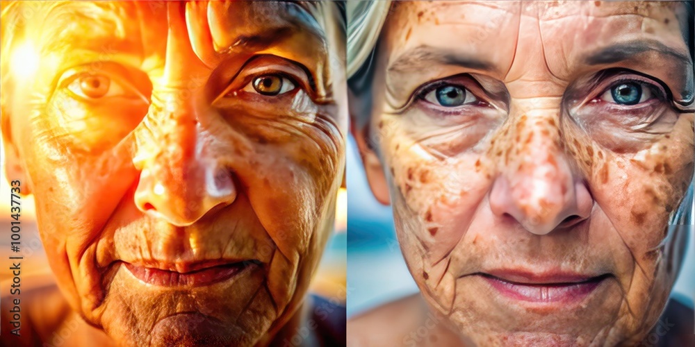 Close-Up Images of Facial Sun Spots Highlighting Skin Damage from UV Exposure and Aging Effects Close-Up Images of Facial Sun Spots Highlighting Skin Damage from UV Exposure and Aging Effects