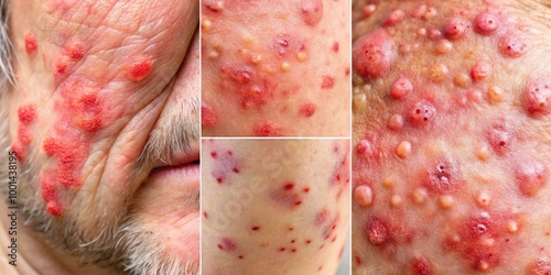 Close-up Images of Petechiae Rash on Skin Showing Vascular Lesions and Dermatological Symptoms photo