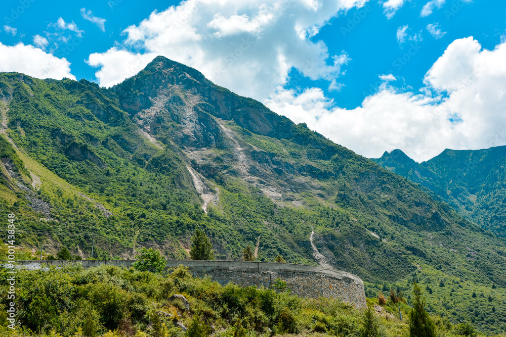 Plateau Mountain Scenery Under Blue Sky and White Clouds Plateau Mountain Scenery Under Blue Sky and White Clouds