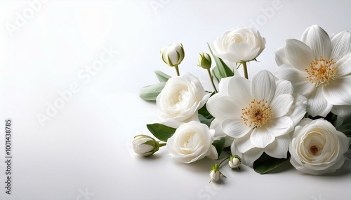 Happy mothers day composition. Flowers on white background. Studio shot.