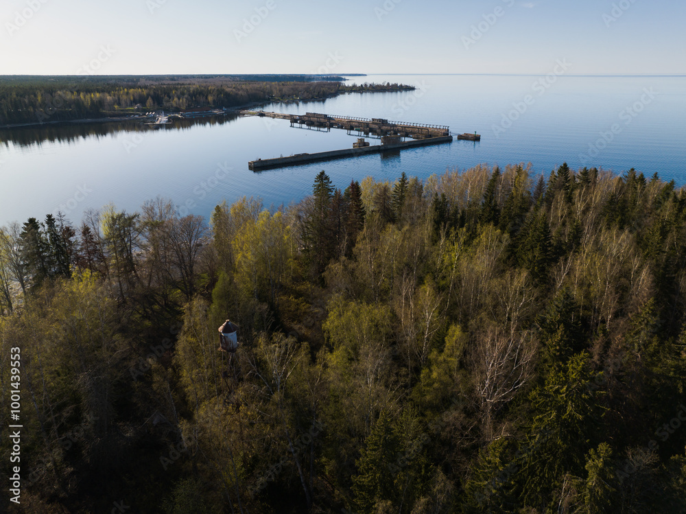 Drone view of the old Soviet submarine demagnetization base Hara. Drone view of the old Soviet submarine demagnetization base Hara.