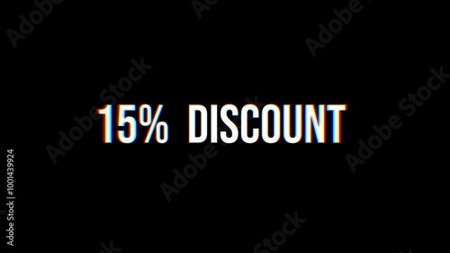 5% DISCOUNT text animation glitch effect, discount concept. Suitable for promotion, seamless looping video
