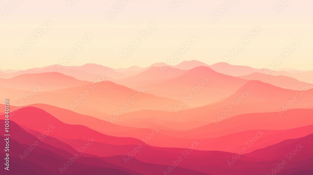Vibrant layered mountains in a soft color gradient. Gradient background. Vibrant layered mountains in a soft color gradient. Gradient background.