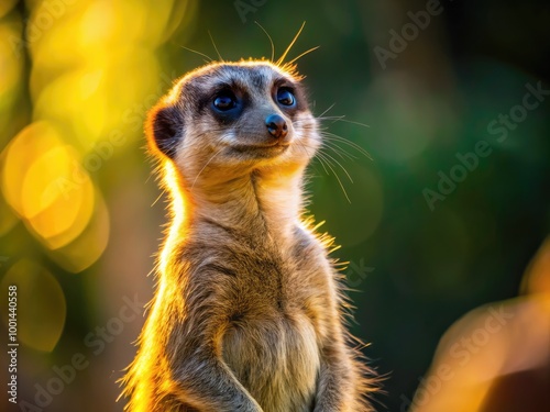 Wallpaper Mural Closeup of a meerkat standing alert and turning its head, showcasing curiosity and awareness in nature Torontodigital.ca