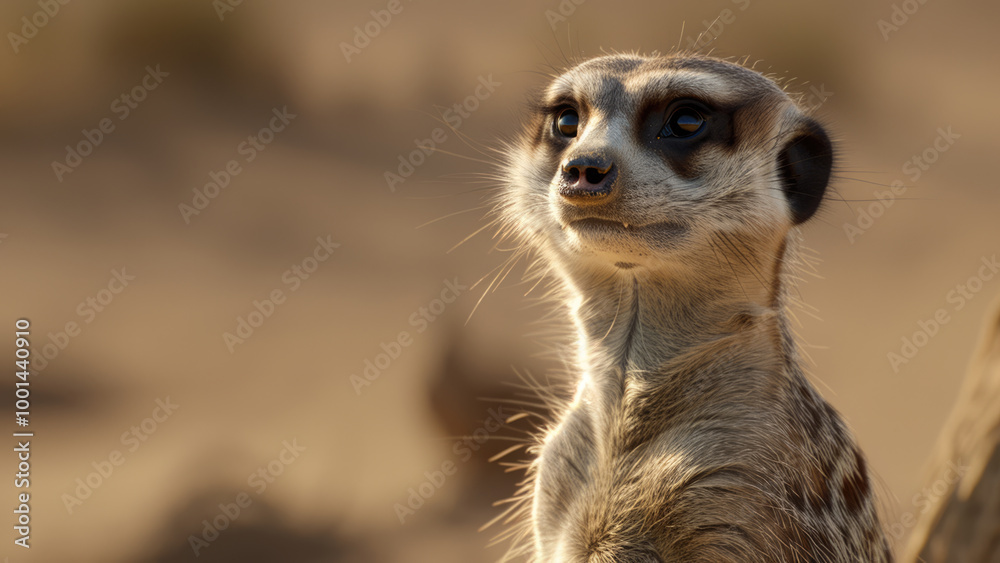 Curious meerkat standing guard in the wild Curious meerkat standing guard in the wild