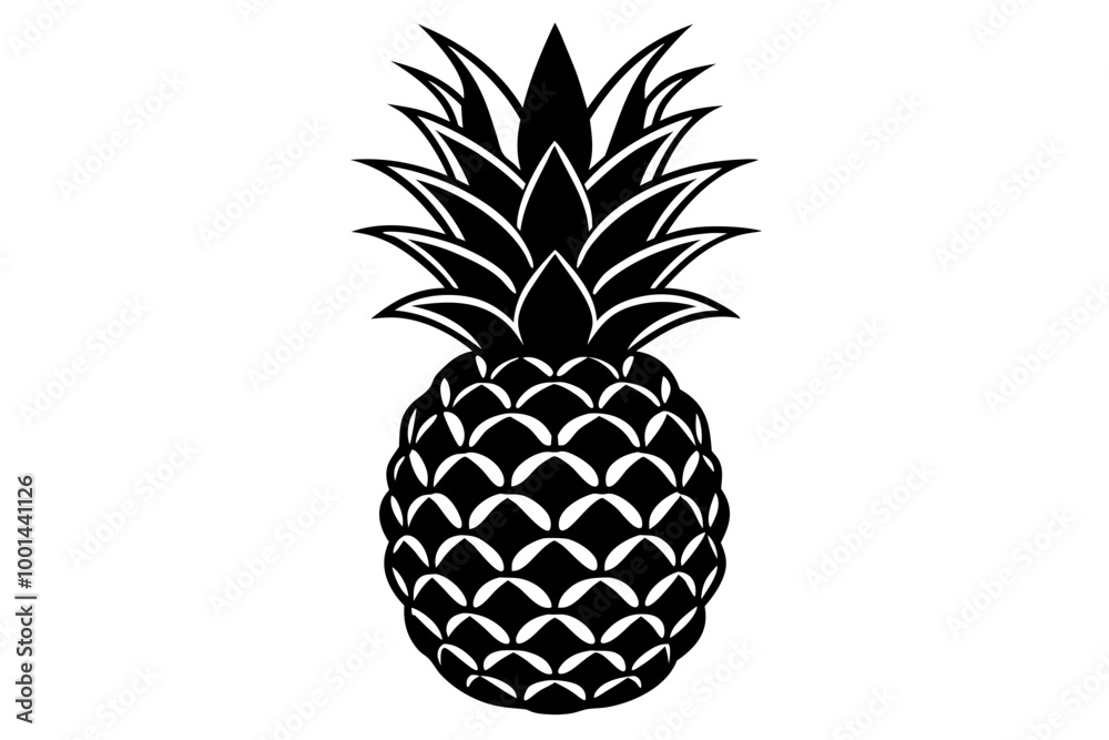 Obraz premium Minimalist Black Silhouette of a Pineapple on White Background