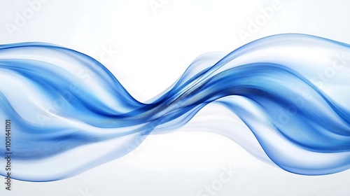 Abstract blue and white dynamic waves on a clean background, generative ai