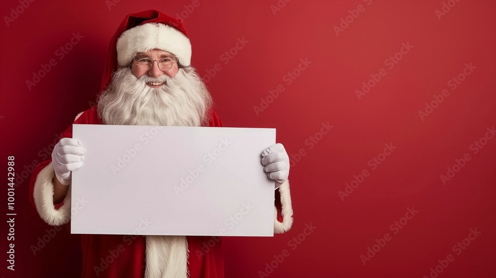 A red background with a santa standing on it A red background with a santa standing on it