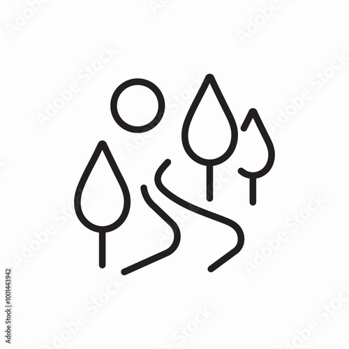 river line in the forest icon sign vector