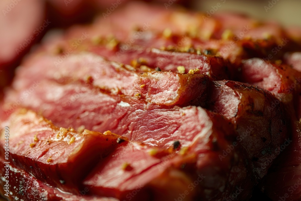 Smoked meat background, close up - generative ai Smoked meat background, close up - generative ai