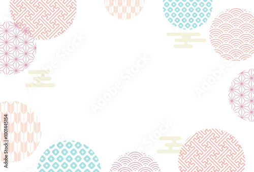 2025年 かわいい 和柄 年賀状 背景・フレーム