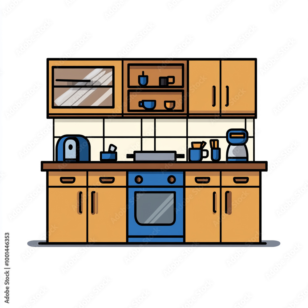 Kitchen icon, simple line art vector graphic on a white background.