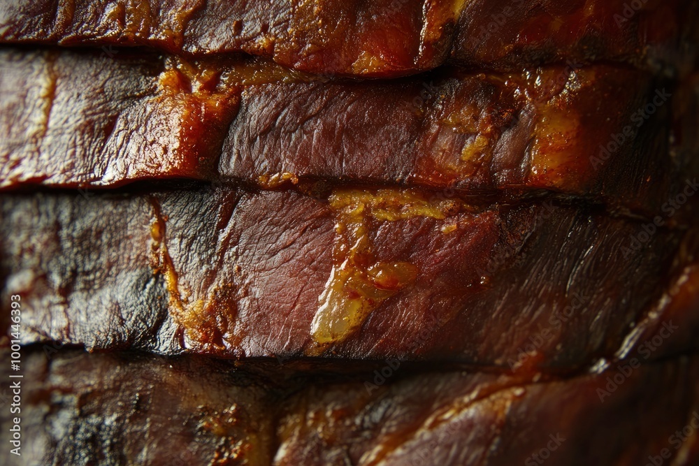 Smoked meat background, close up - generative ai Smoked meat background, close up - generative ai
