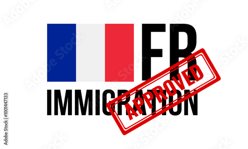 france immigration with approved stamp and united arab emirates flag, citizenship change vector illustration