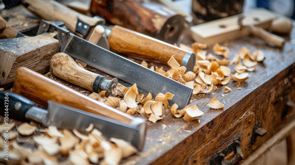 A close-up of woodworking tools in action, showcasing saws, chisels, and planes. A close-up of woodworking tools in action, showcasing saws, chisels, and planes.