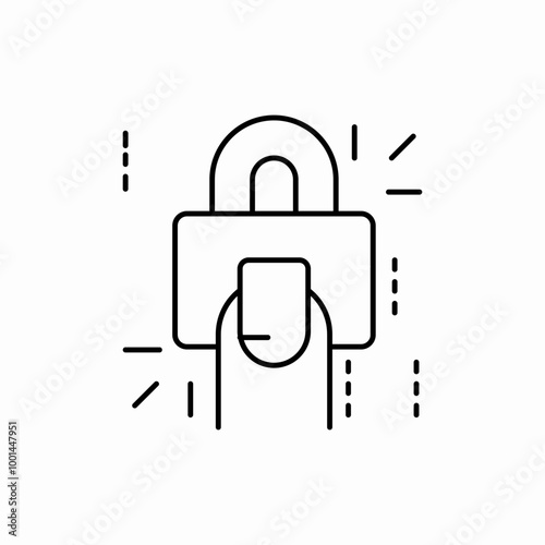 fingerprint padlock icon sign vector