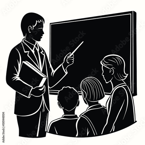 teacher's day silhouette vector isolated on white background 