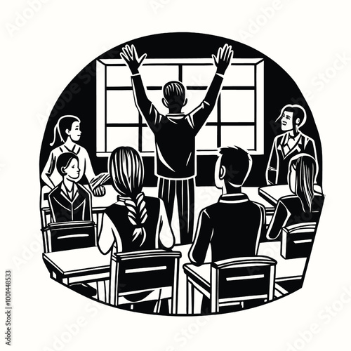 teacher's day silhouette vector isolated on white background 
