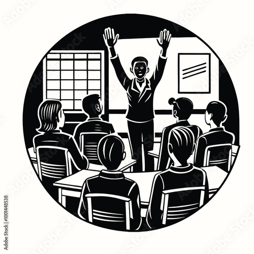 teacher's day silhouette vector isolated on white background 