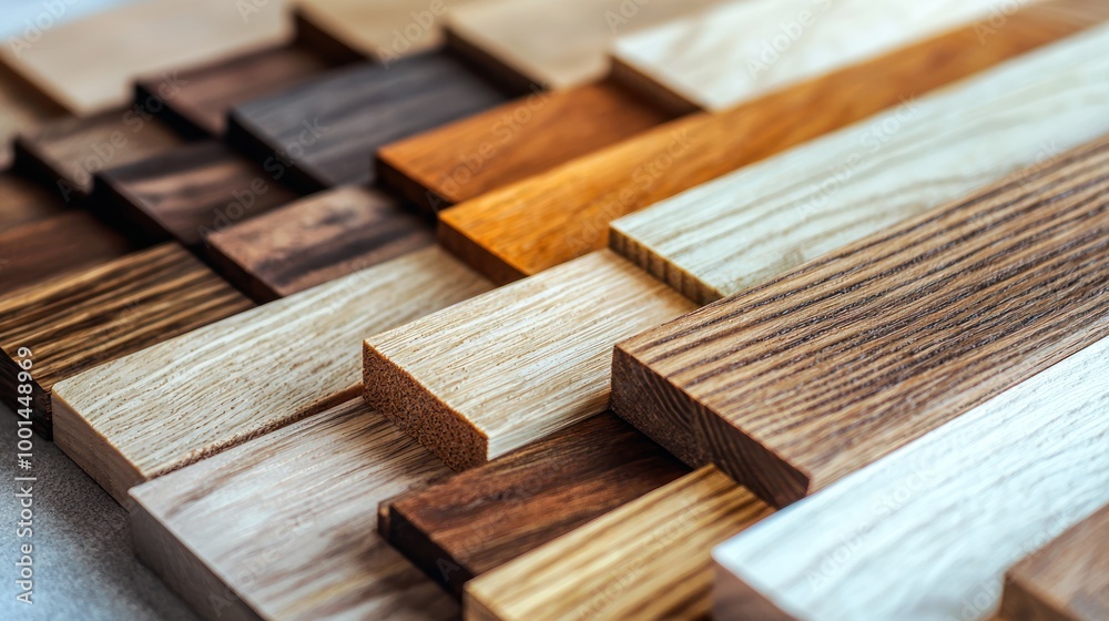 A selection of wooden samples with different finishes and types for comparison. A selection of wooden samples with different finishes and types for comparison.
