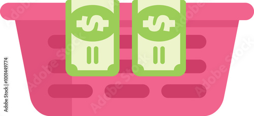 Money laundering concept illustrated with banknotes in a laundry basket
