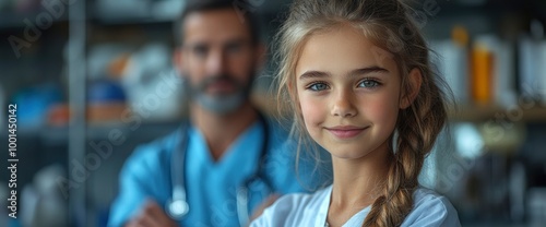 Little Girl Smiles Confidently at the Doctor