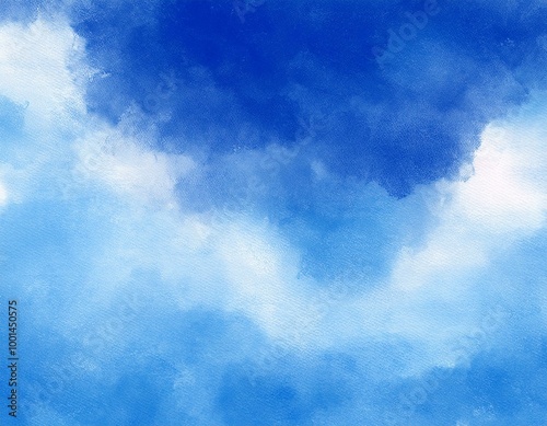 watercolor blue sky background. watercolor background with clouds.