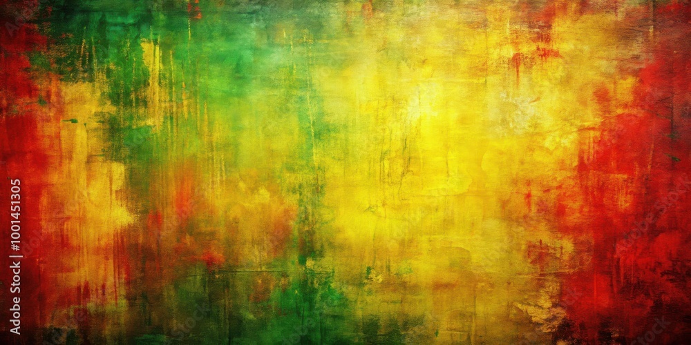 Vibrant Abstract Canvas with Rich Yellow Red Green Colors and Textured Layers showcasing depth intensity dynamic world