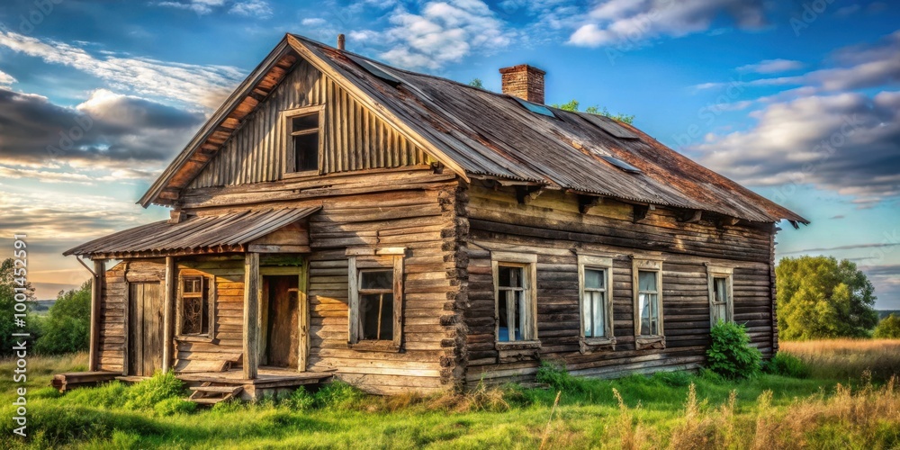 Dilapidated ancient wooden house in rural village with rustic charm and history Dilapidated ancient wooden house in rural village with rustic charm and history