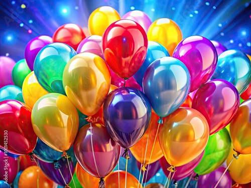 Colorful Balloons Against a Bright Background for Joyful Celebrations and Party Atmosphere