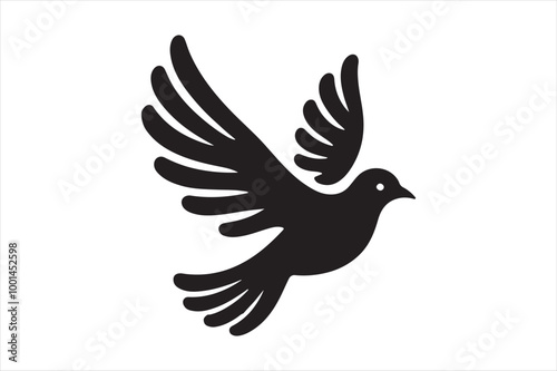 A flying beautiful bird silhouette.