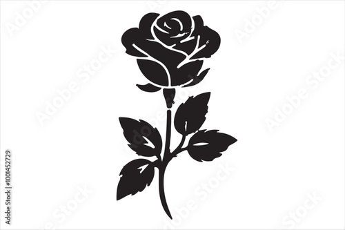 A beautiful rose silhouette vector design.