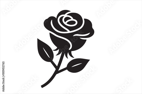 A beautiful rose silhouette vector design.