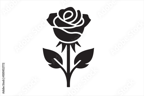 A beautiful rose silhouette vector design.