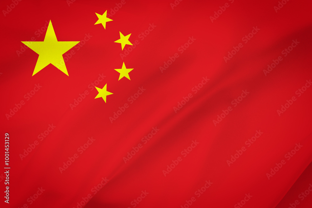 China flag on waving silk background. Fabric texture. China flag on waving silk background. Fabric texture.