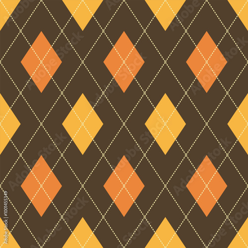 autumn colors argyle seamless pattern, thanksgiving or halloween vector background photo