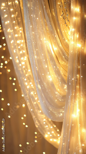 Golden sparkling stage curtain