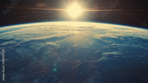 A captivating shot of Earth from the observation deck of a space station, showcasing the beauty of our planet from above