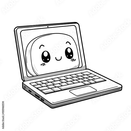 Cute Kawaii laptop Coloring Pages Kids
