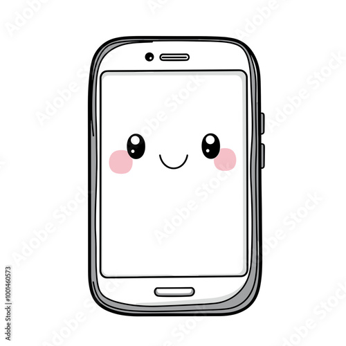 Cute Kawaii mobile phone Coloring Pages Kids