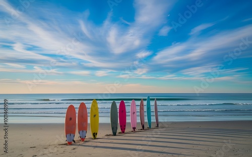 Vibrant Surfboards on a Sunny Beach: Perfect Summer Vibes