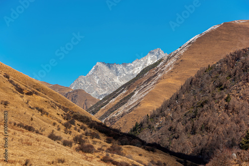 Mountain scenery of the eastern Qinghai-Tibet Plateau under the blue sky