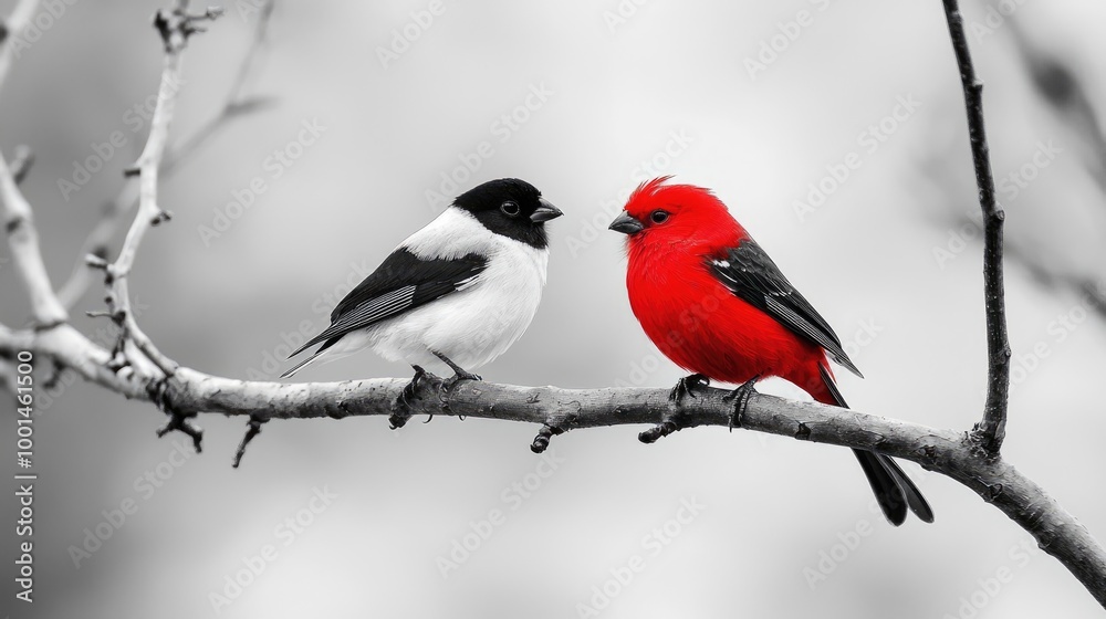 Birds of a feather, we should stick together, love, black and white with red Birds of a feather, we should stick together, love, black and white with red