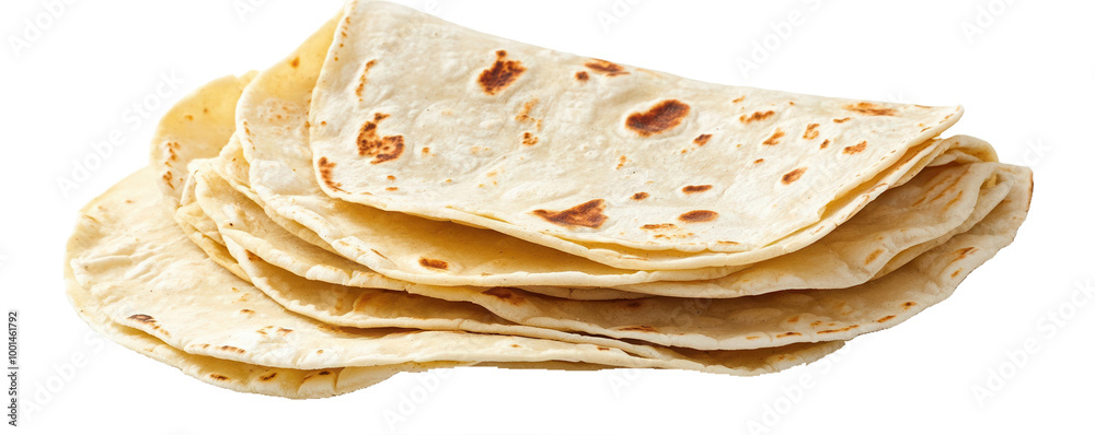 Fresh tortillas isolated on transparent background