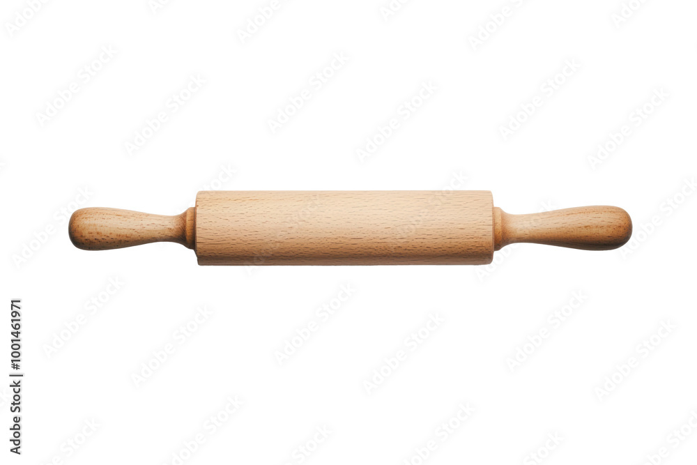 Wooden rolling pin on transparent background