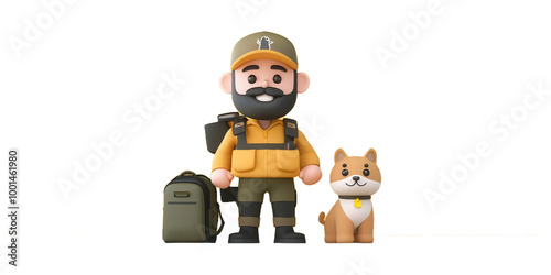 Zookeeper , 3D illustration on transparent background