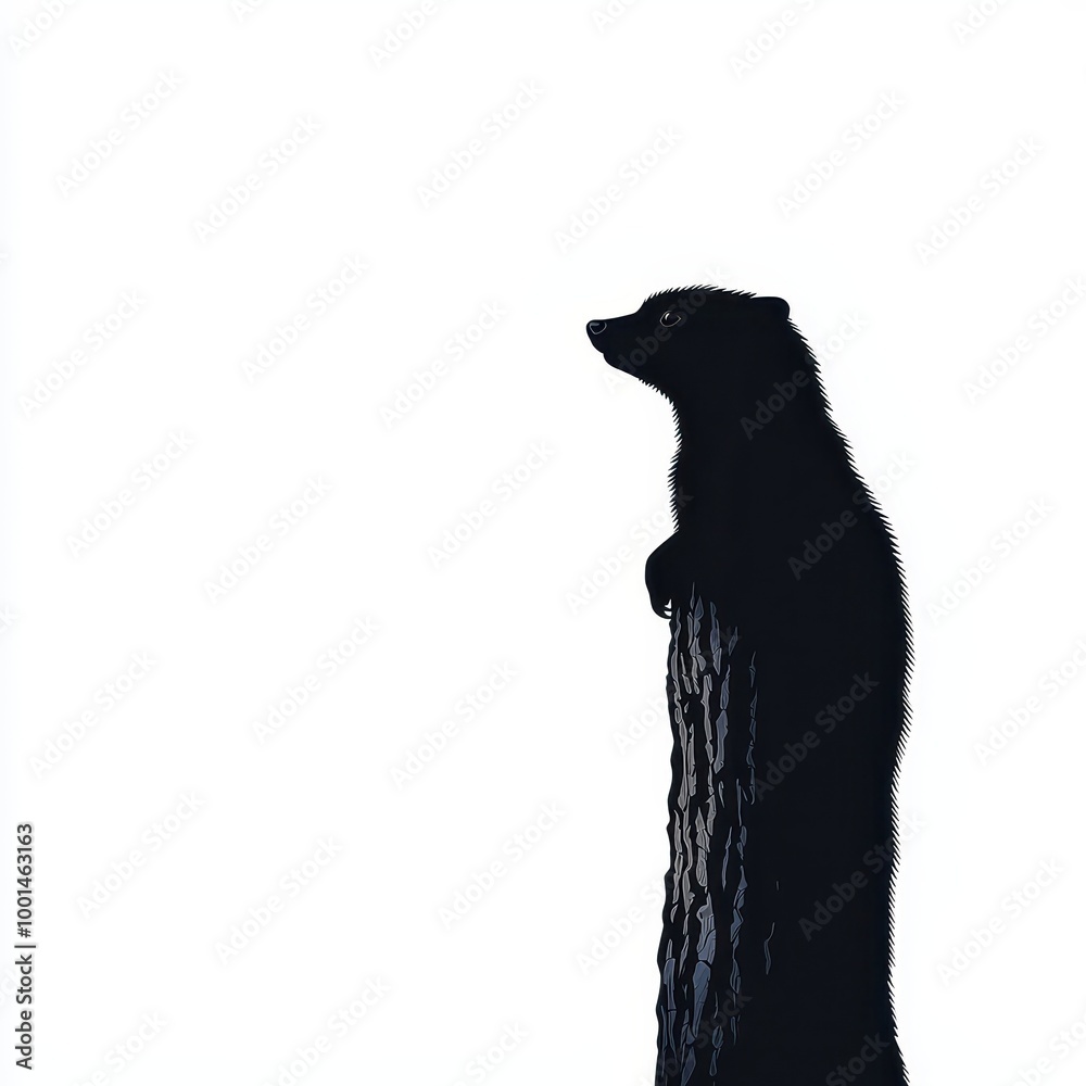 Upright Mongoose Silhouette on Isolated Background Upright Mongoose Silhouette on Isolated Background