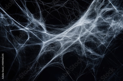 Abstract white spider webs on a dark background