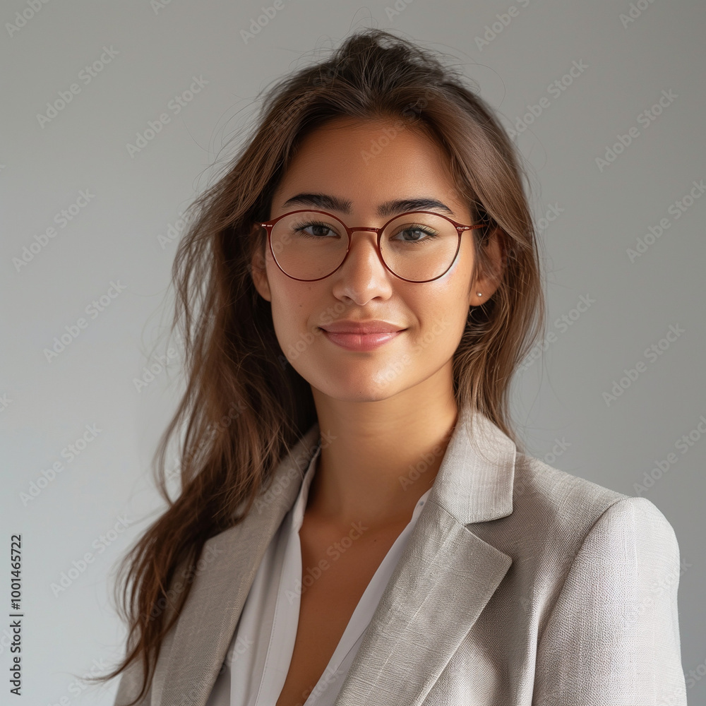 Happy young business woman posing isolated over grey wall background. Happy young business woman posing isolated over grey wall background.