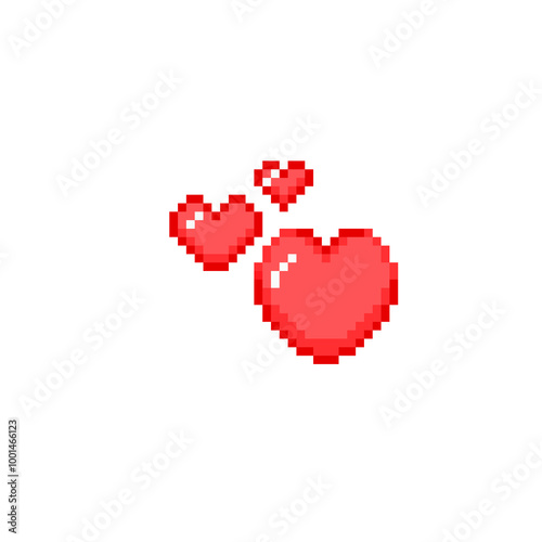 Red Heart, Valentine, Pixel Art